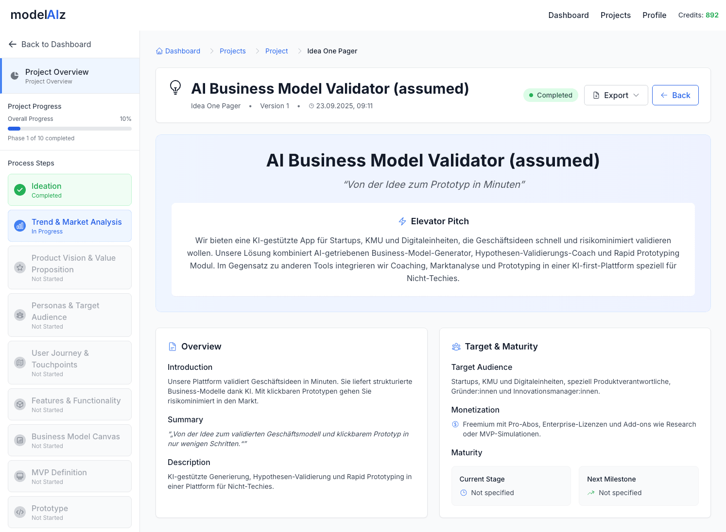 modelAIz Interface Example